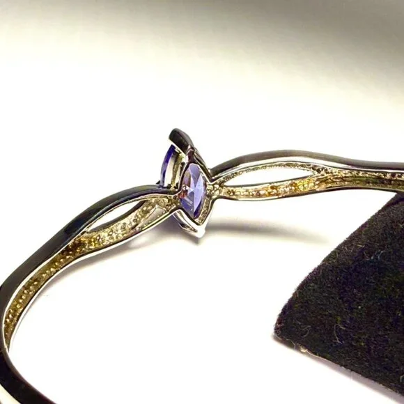 Sterling Silver Tanzanite and CZBangle